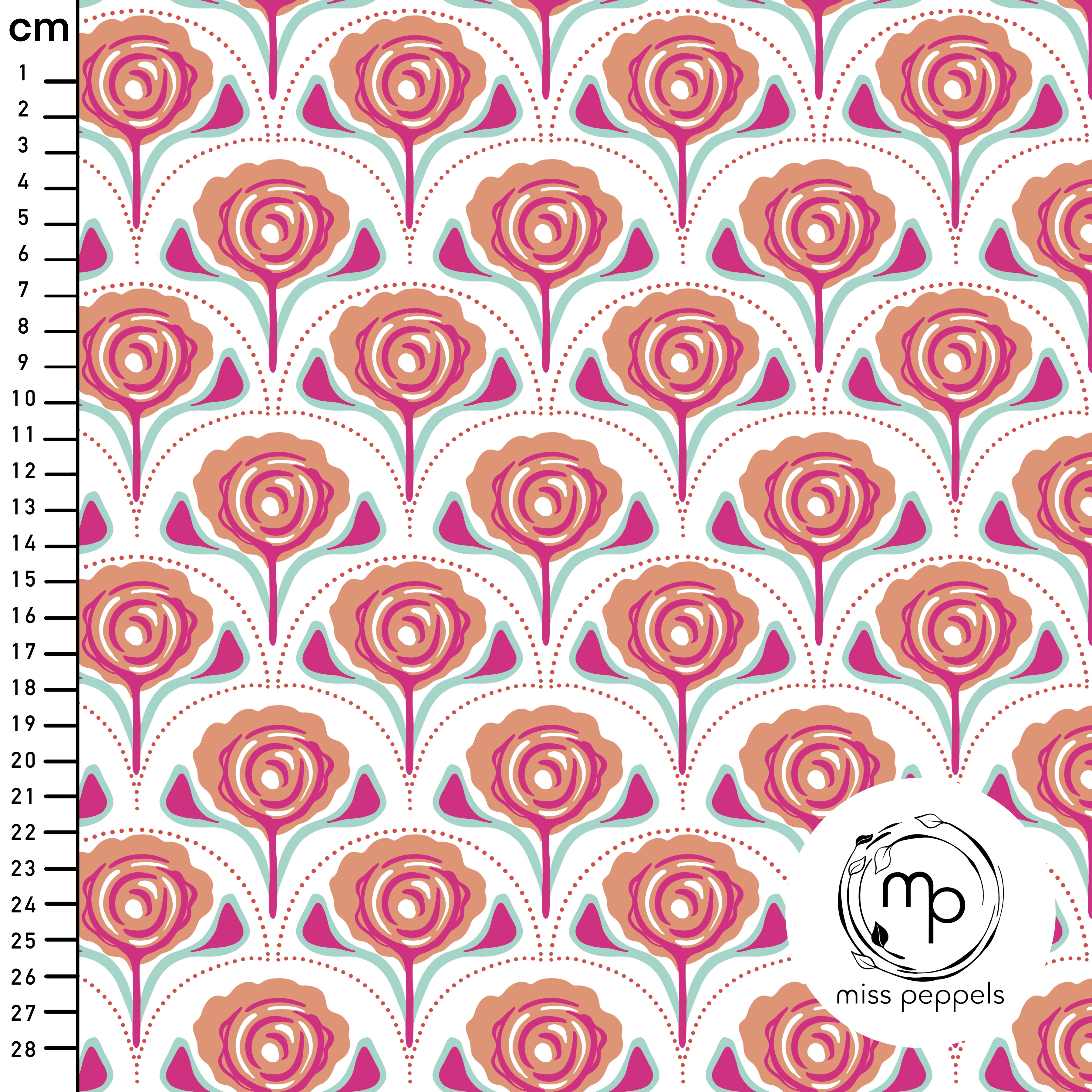 Bio Stoff  - Rosa B Groß - misspeppels, weiß, Floral & Blumen