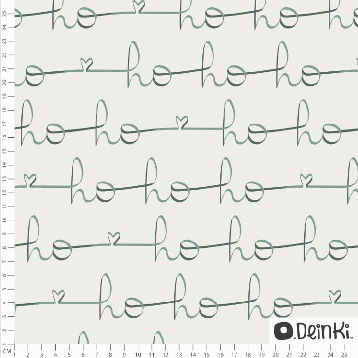 Bio Webware Stoff - HoHoHo grün - Deinki, grün, Weihnachten, Schrift, 100% Bio-Baumwolle Bio Webware Stoff - HoHoHo grün - Deinki, grün, Weihnachten, Schrift, 100% Bio-Baumwolle