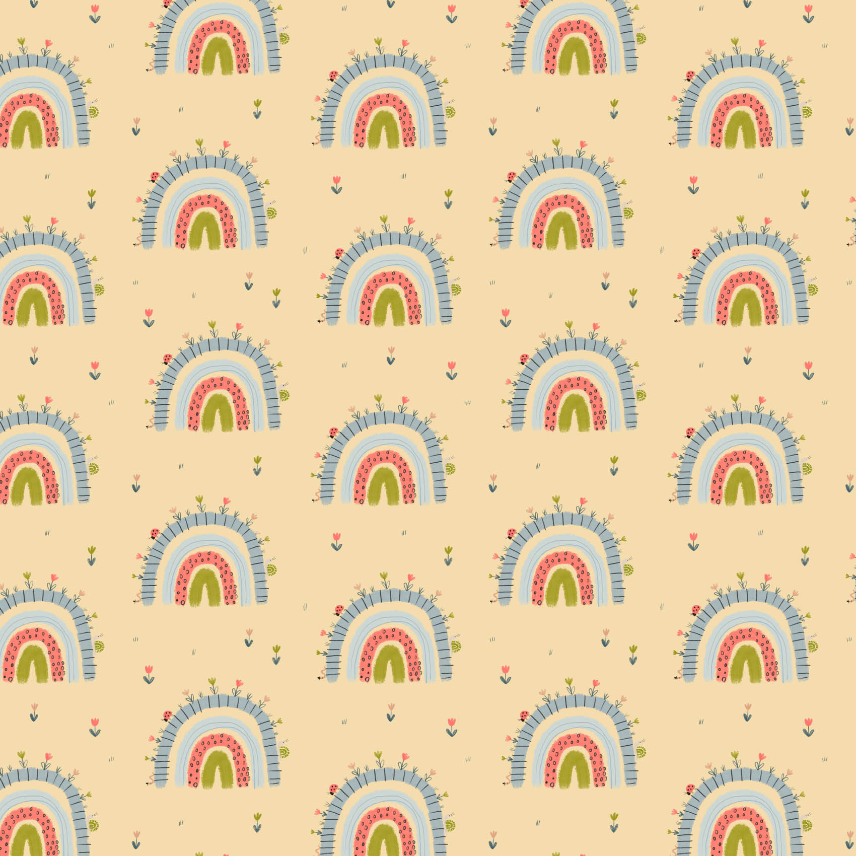 Bio Stoff  -  Flowerbow  - LilleSelection, Sommer, bunt, Regenbogen, gelb
