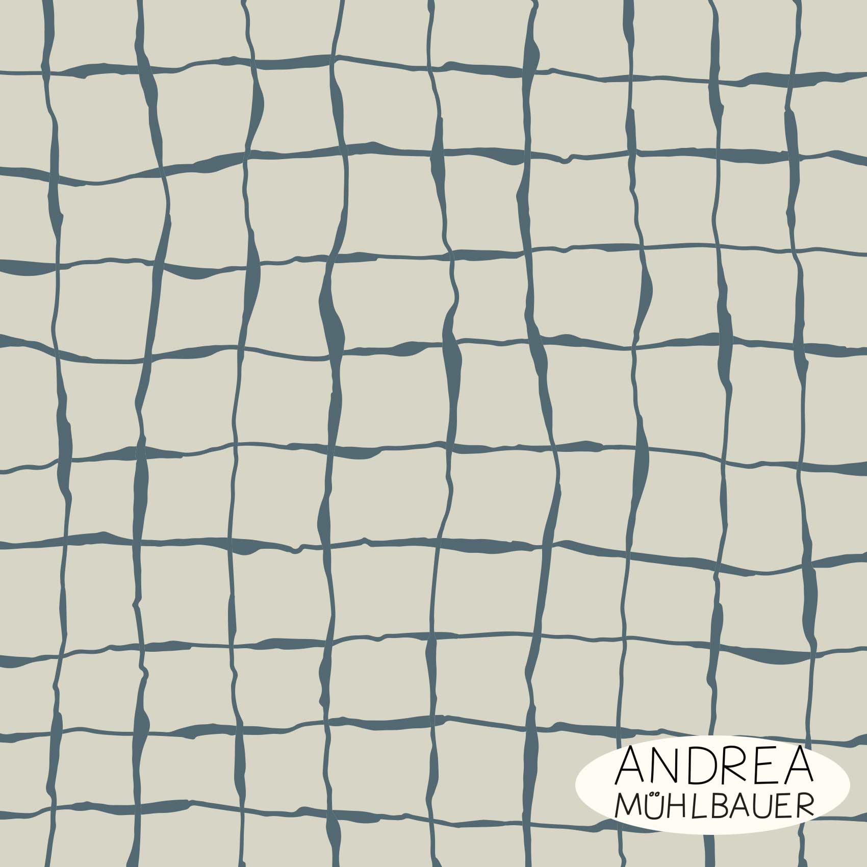 Bio Webware Stoff  -  City Summer Dust Check on Middle Blue  - AndreaMuehlbauer, beige, Kariert, 100% Bio-Baumwolle