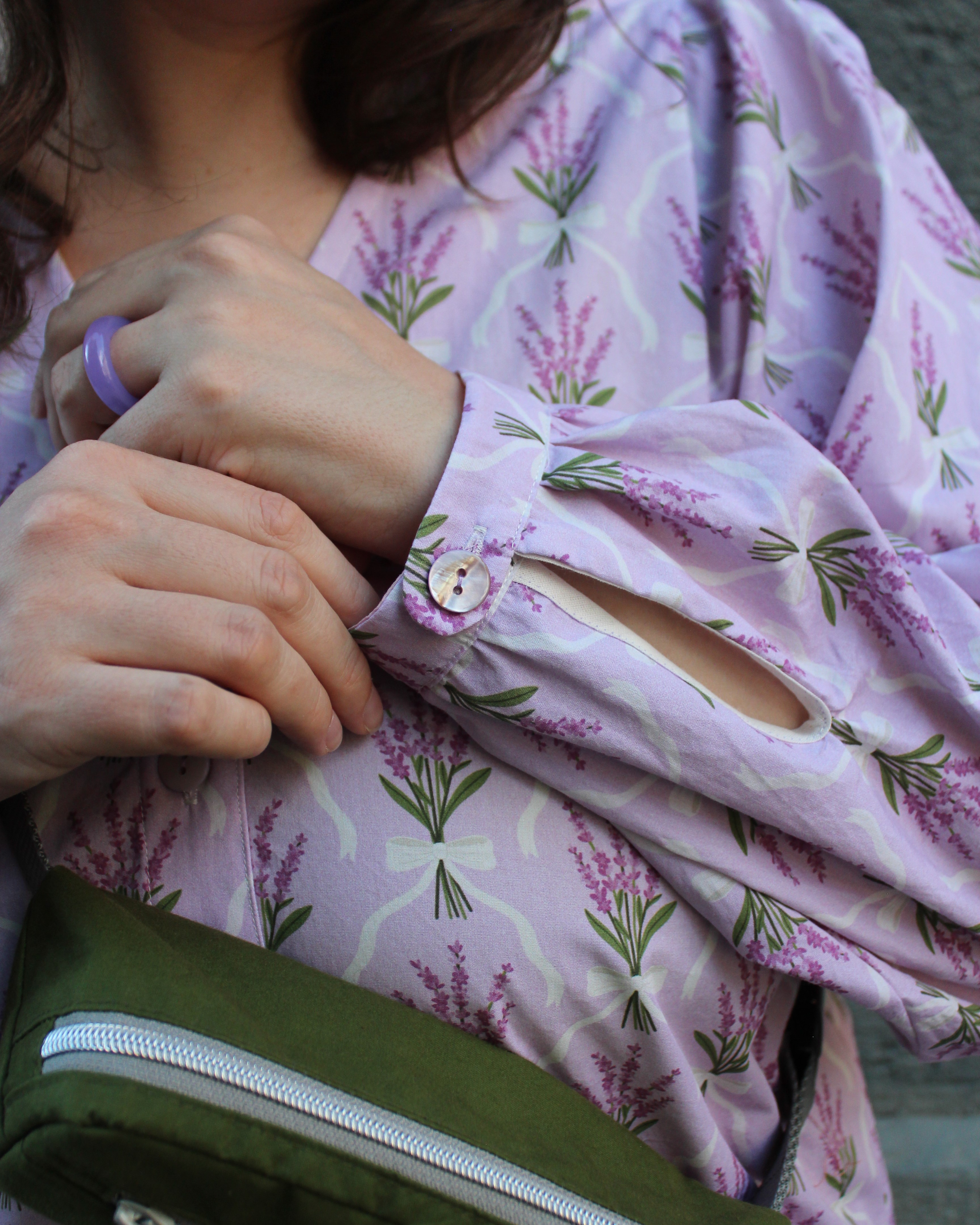 Organic fabric - Lavendelstrauß mit Schleife purple