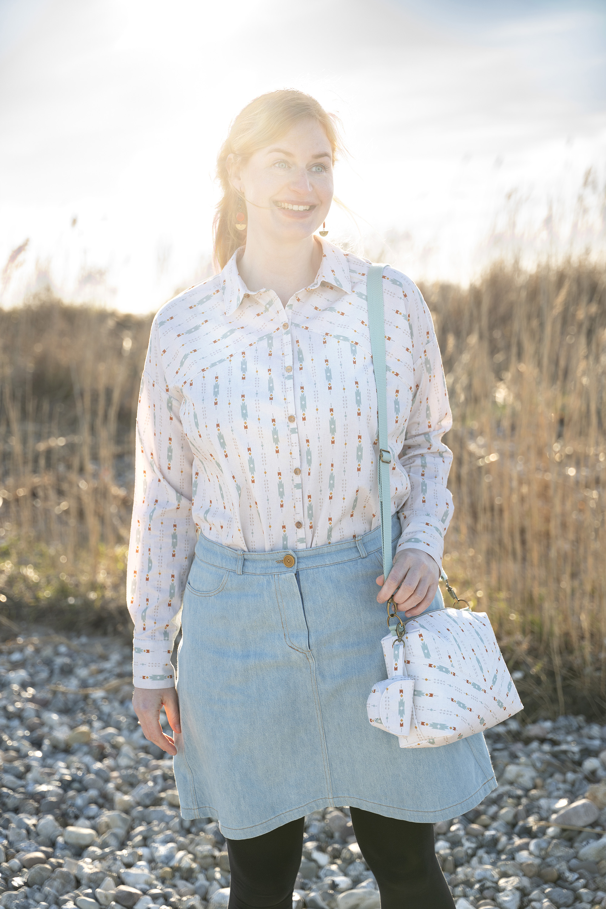 Bio Stoff - Wild West Weaves Elements Orange von Sanne Paul in orange