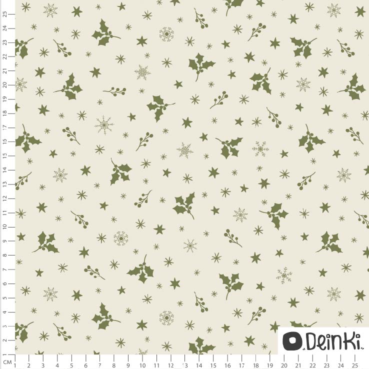 Organic Fabric - Christmas Ditsy cream