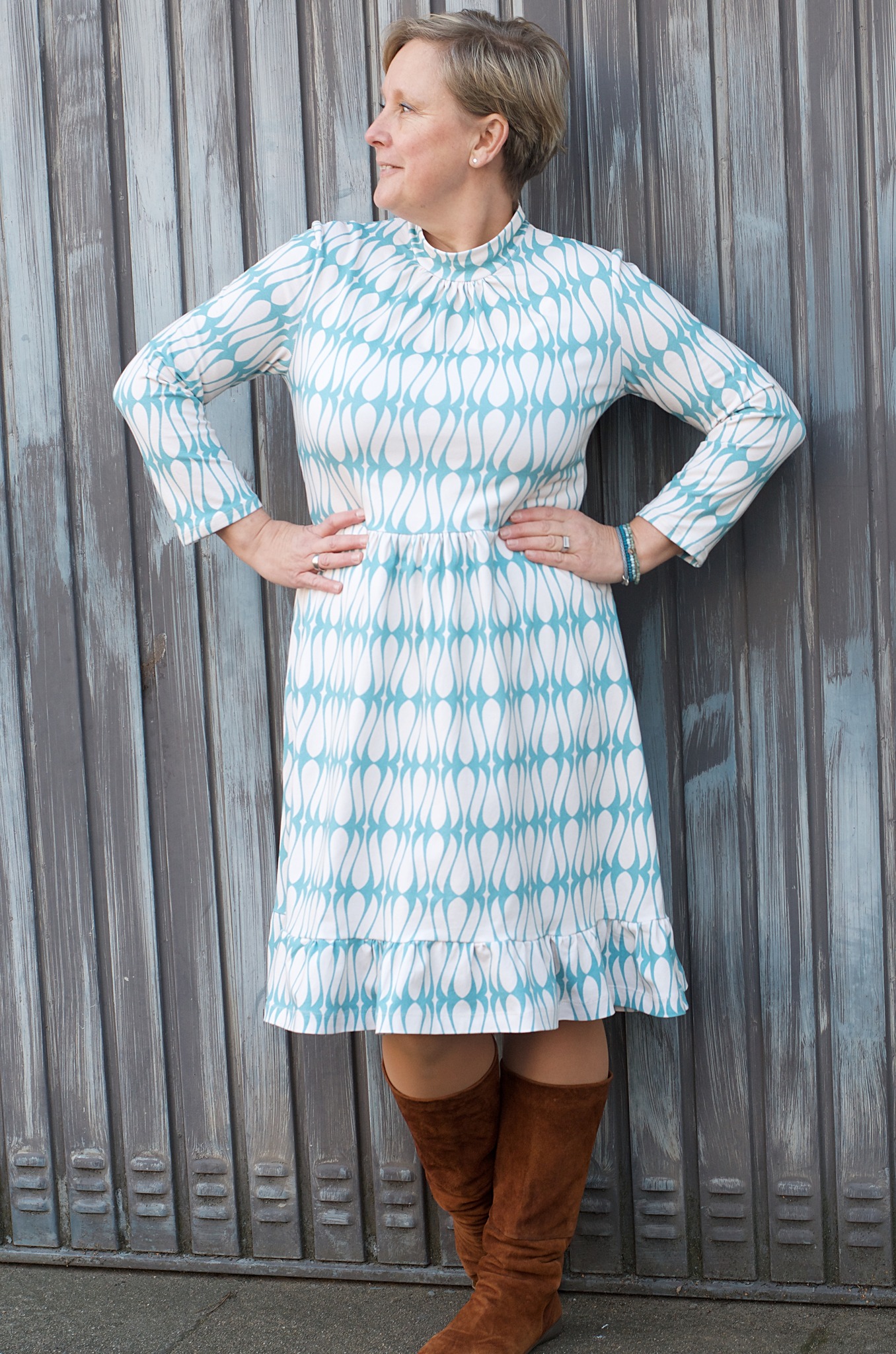 Organic fabric -  Ornament Vintage turquoise