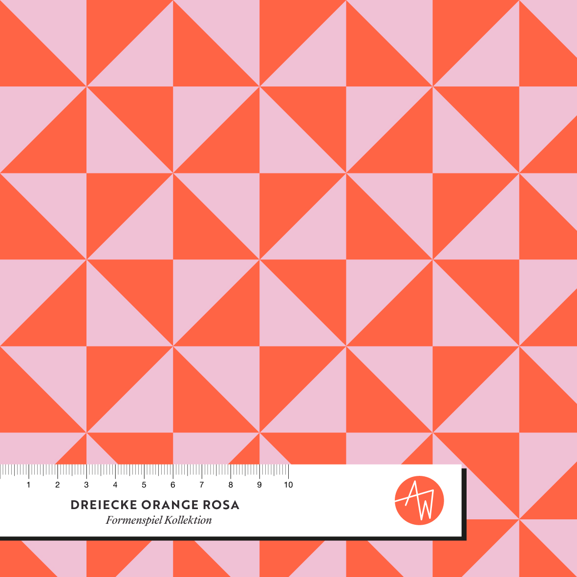 Bio Stoff - Formenspiel Dreiecke Orange Rosa von Alexandra Weise in orange