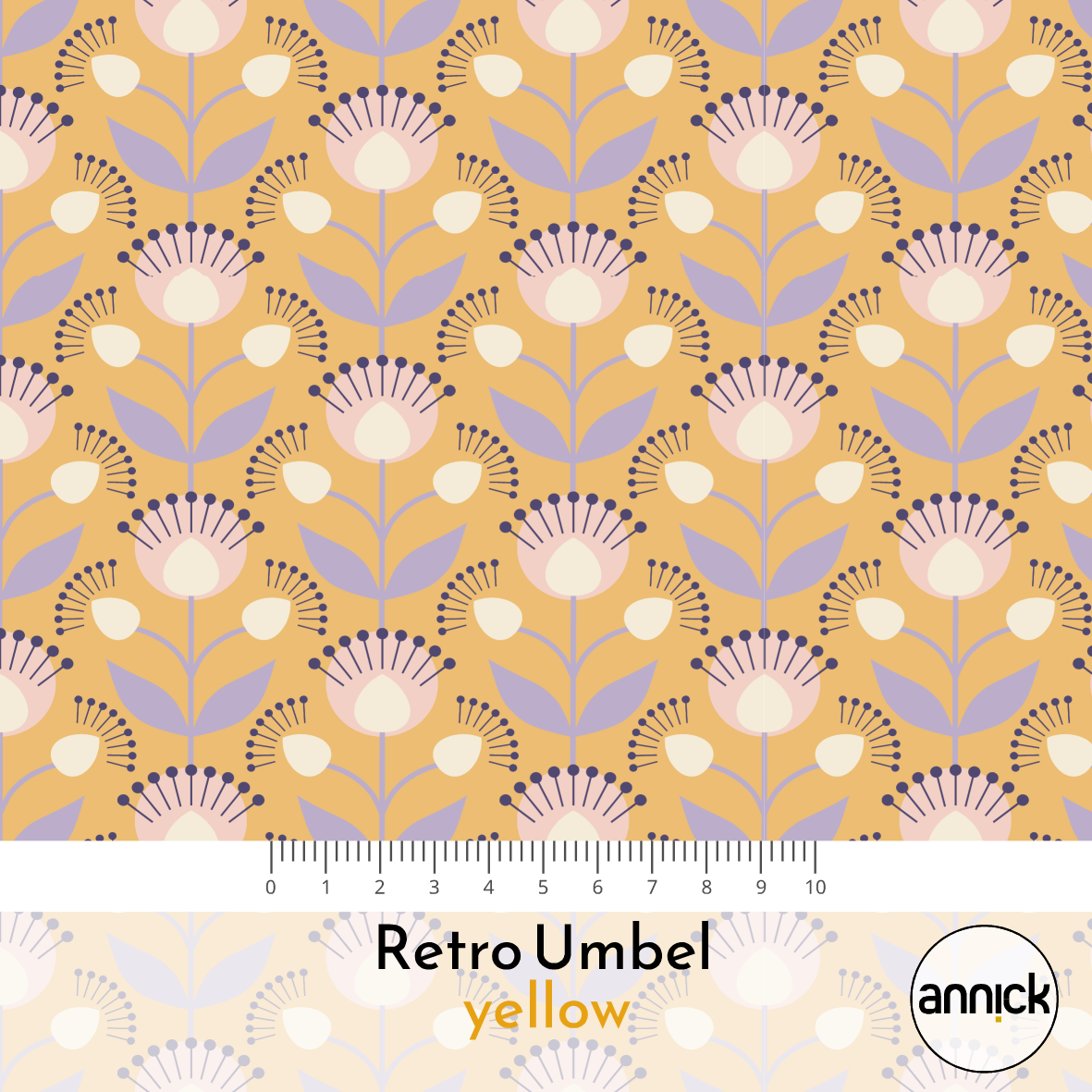 Bio Webware Stoff - Retro Umbel Yellow - Annick, Floral & Blumen, gelb, 100% Bio-Baumwolle Bio Webware Stoff - Retro Umbel Yellow - Annick, Floral & Blumen, gelb, 100% Bio-Baumwolle