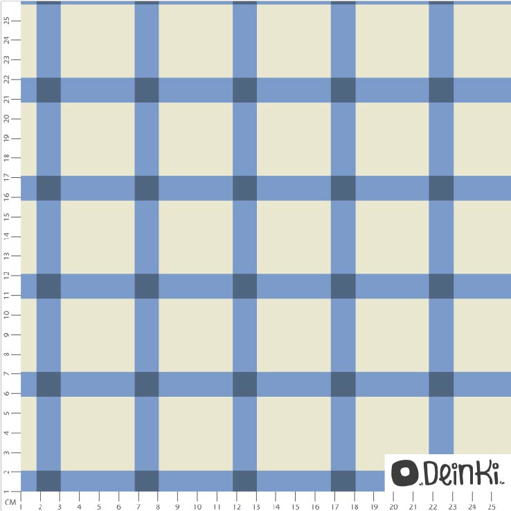 Bio Stoff  -  Frühlingskaro  - Deinki, Kariert, creme, blau