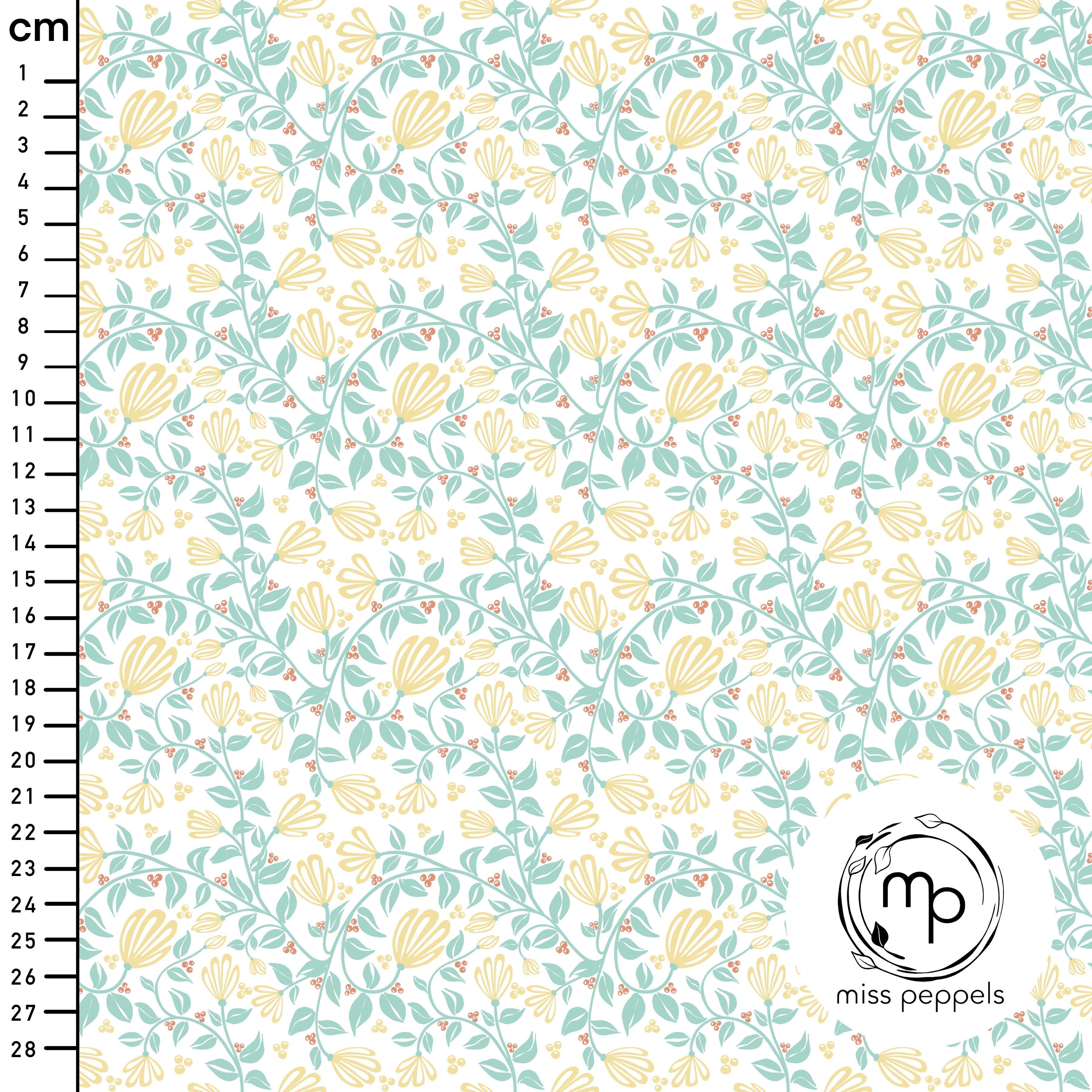 Bio Stoff  - Ranken B - misspeppels, weiß, Floral & Blumen