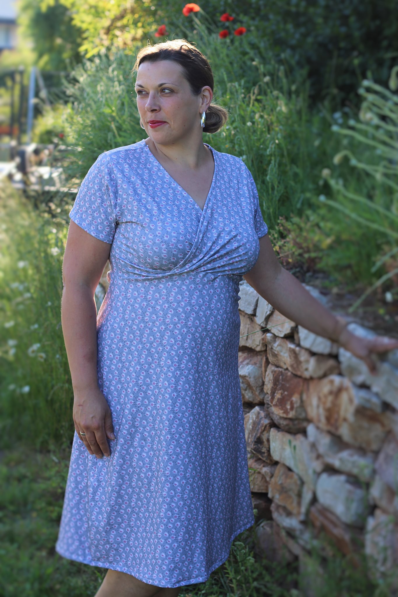 Organic fabric  -  Maries Blumen frost gray