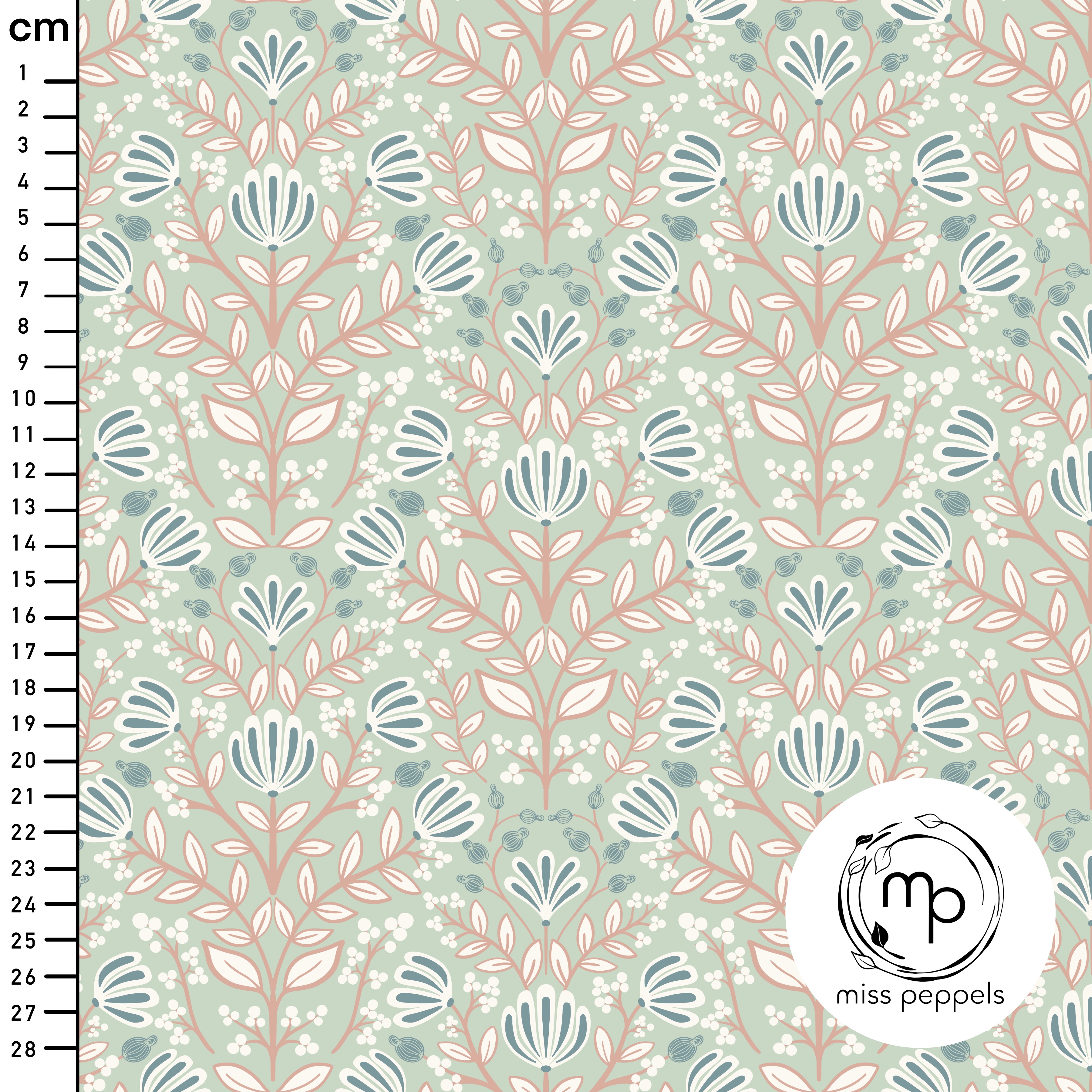 Bio Stoff  - Blumenbukett Mint Groß - Deinki, bunt, Floral & Blumen