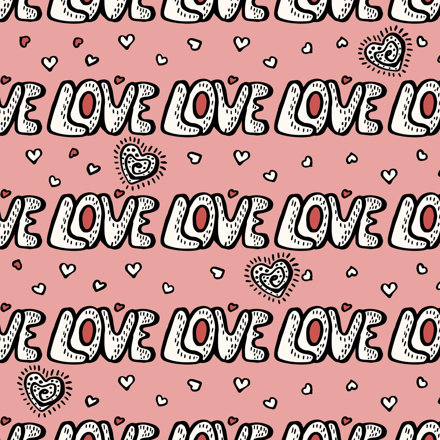 Bio Stoff  - Love Hearts pink