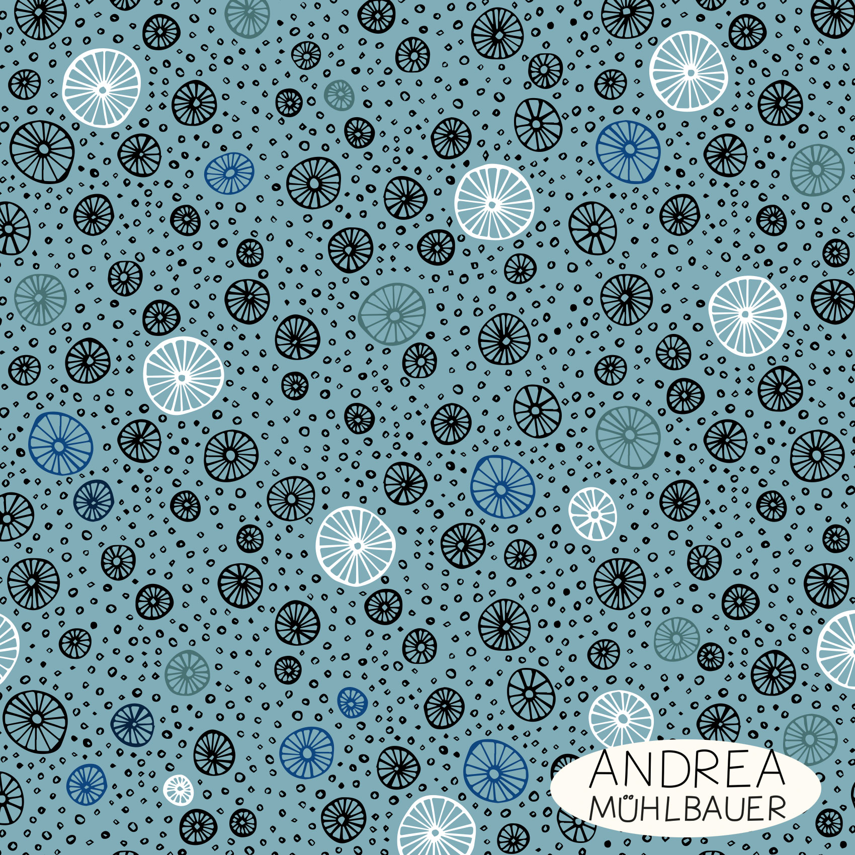Bio Fabric - Underwater Pattern by Andrea Muehlbauer in blue