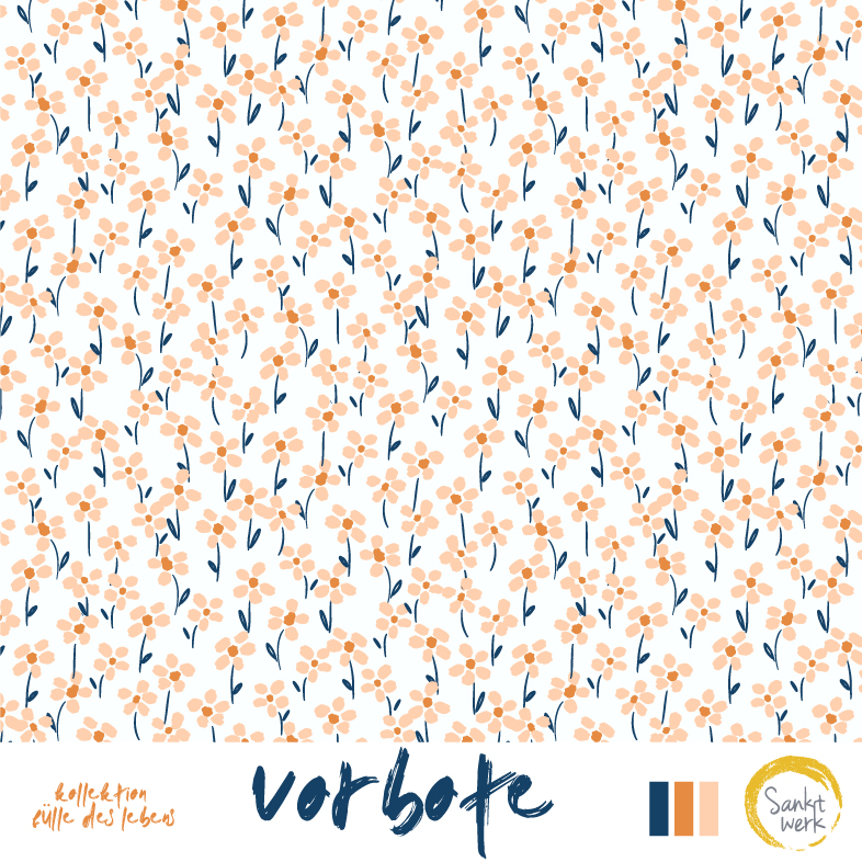 Bio Stoff  -  Vorbote  - Sanktwerk, Floral & Blumen, weiß