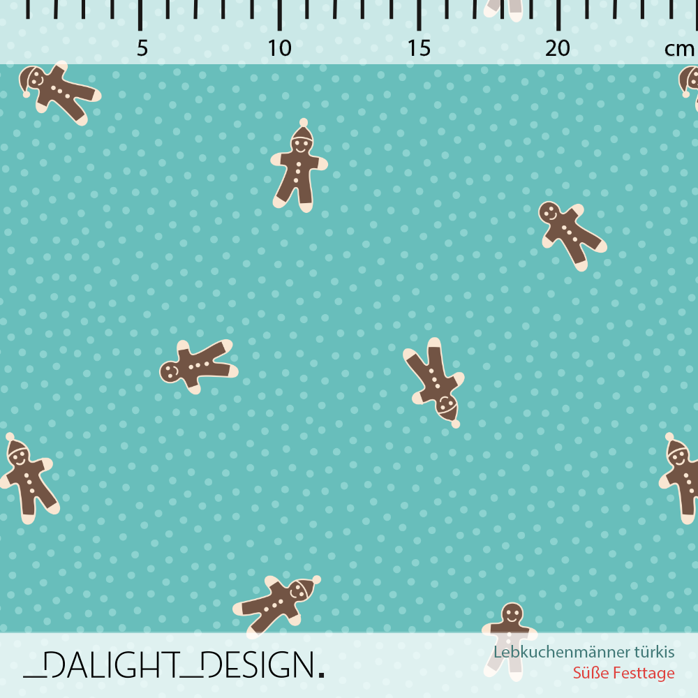 Bio Stoff - Lebkuchenmaenner türkis