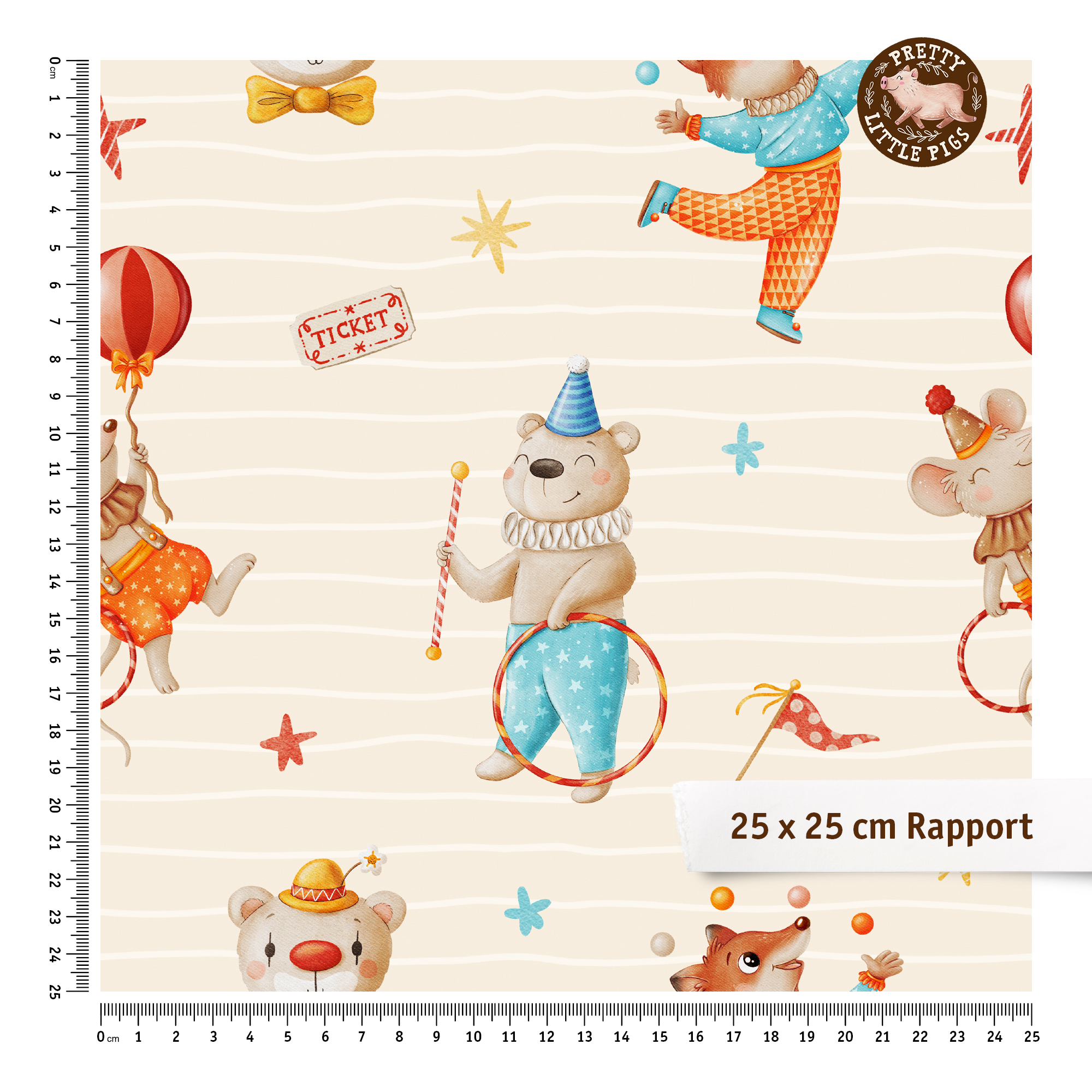 Organic fabric - Vintage Circus Manege cream