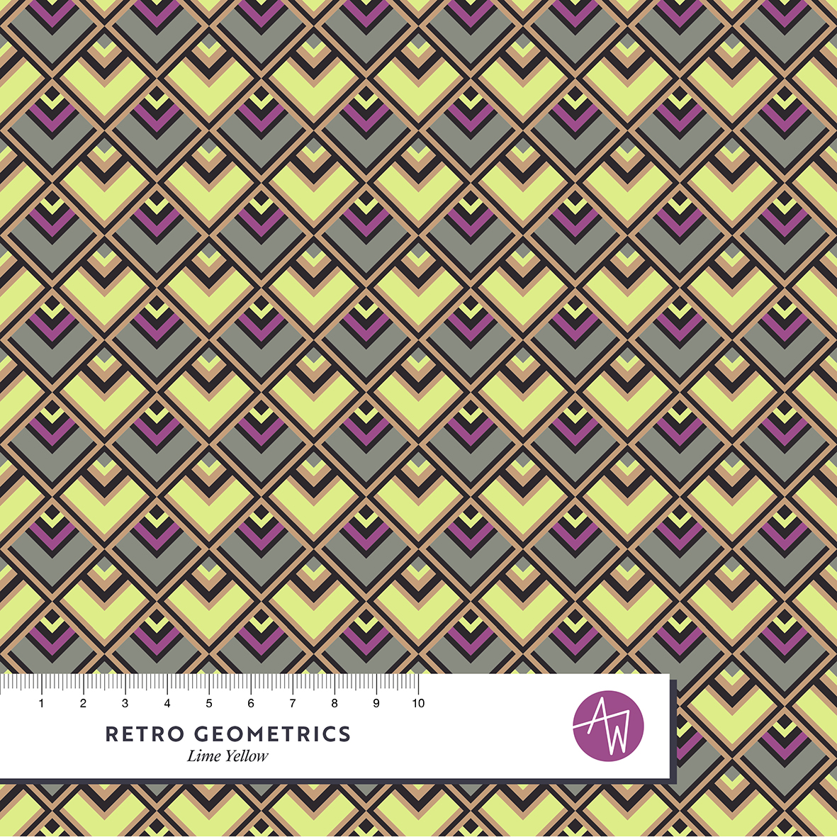 Bio Stoff  -  Retro Geometrics Yellow  - AlexandraWeise, bunt, Geometrische Muster