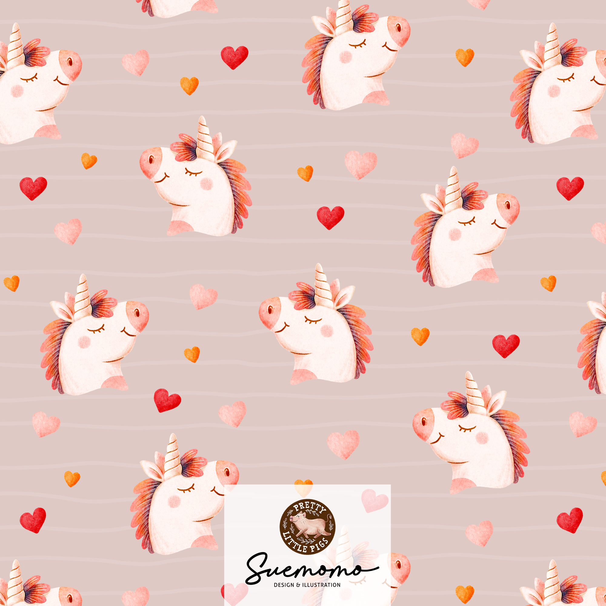 Bio Webware Stoff  -  Summer Fun Einhornliebe Blassrosa  - PrettyLittlePigs, rosa, Tiere, Sommer, Fantasy, 100% Bio-Baumwolle