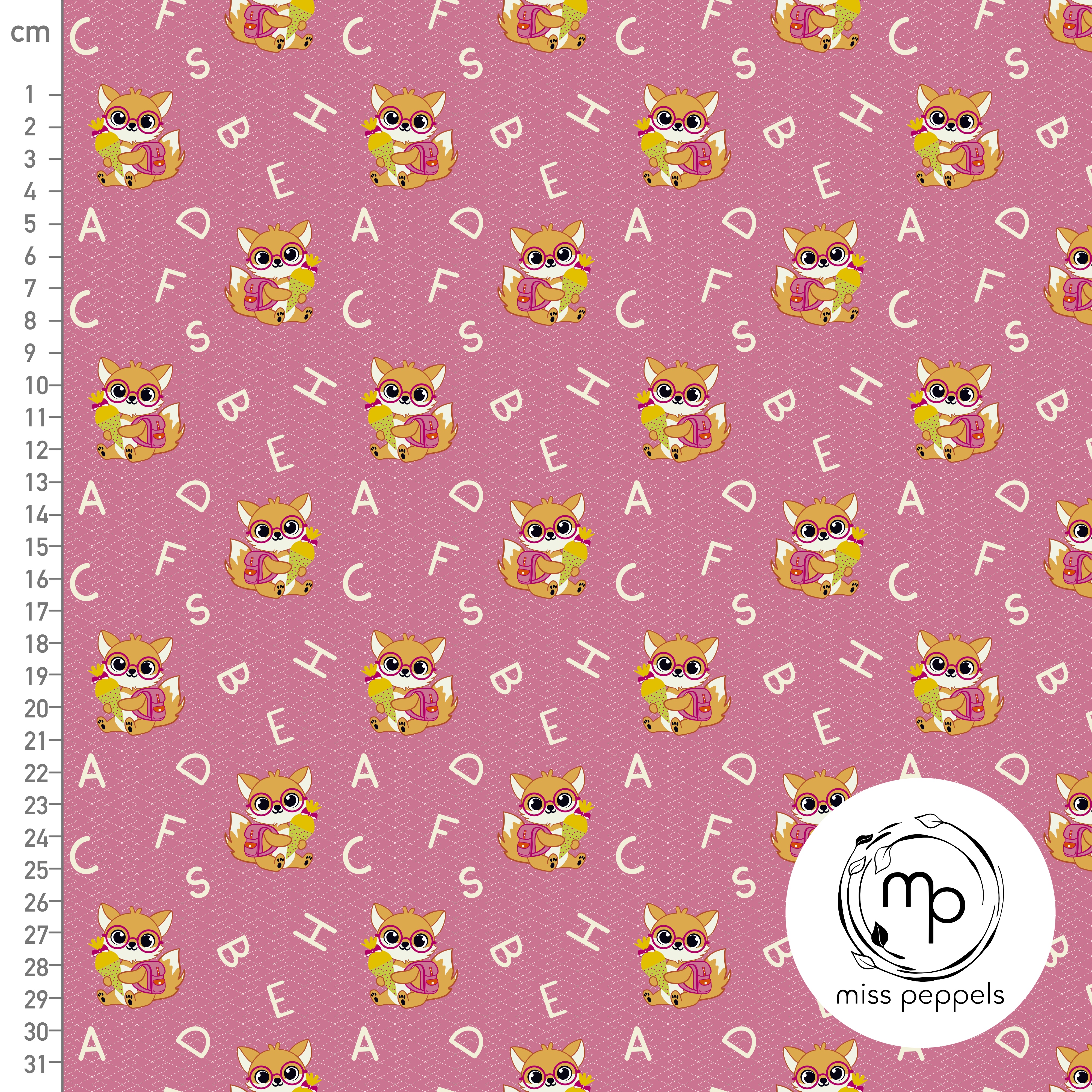 Bio Stoff - Buchstaben Fuchs Rosa von misspeppels in rosa