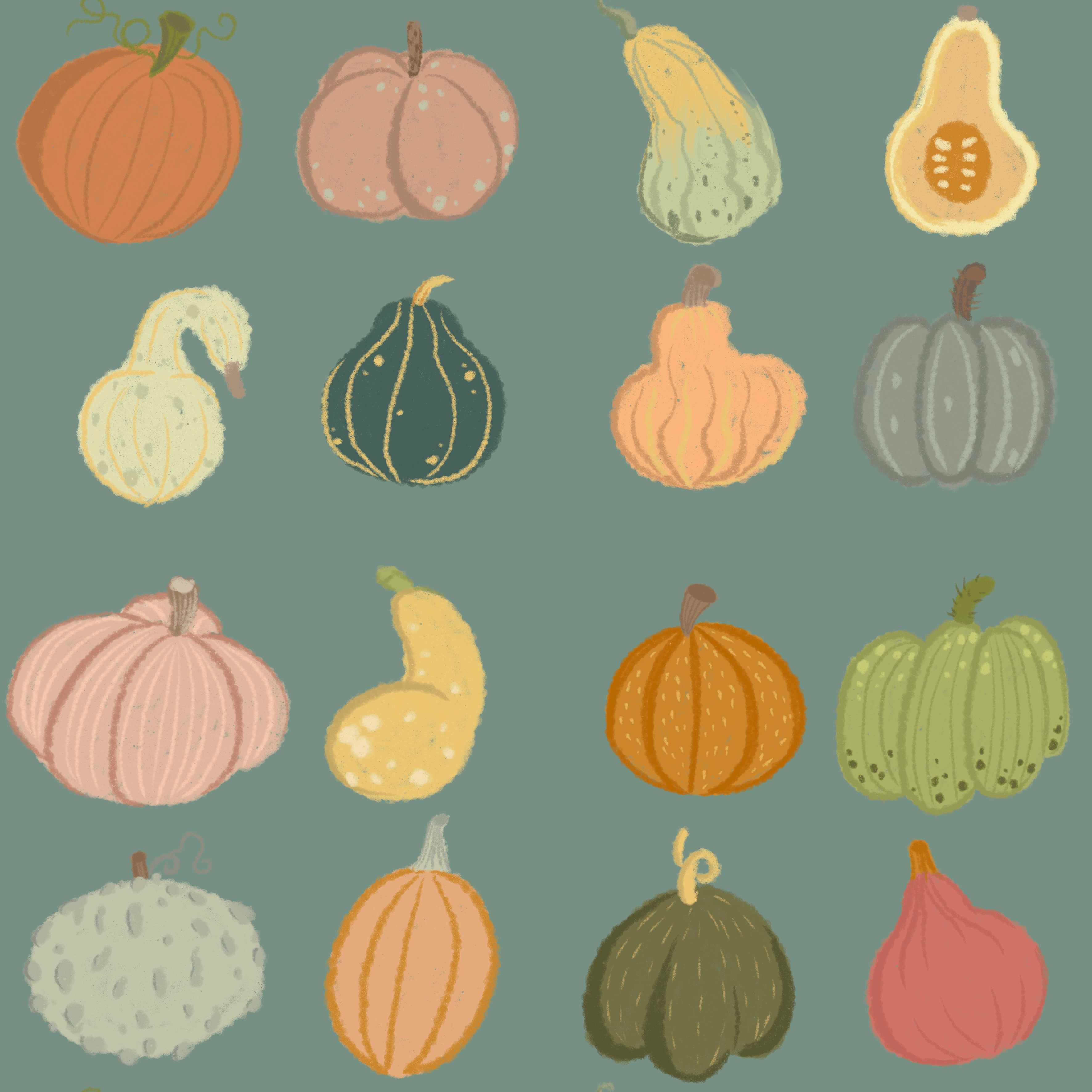 Bio Stoff - Pumpkin Spice Gruen Gross von Benito Und Maus Illustrations in grün