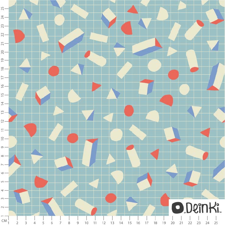 Bio Stoff - Its Geometry Time Hellblau von Deinki in blau