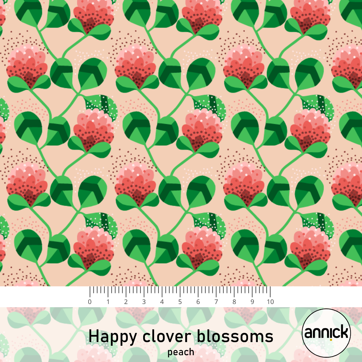 Bio Stoff  - Happy Clover Blossom Peach - Annick, rosa, Floral & Blumen