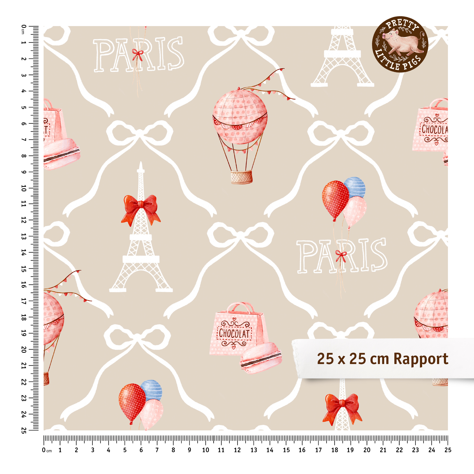 Organic Fabric  - Süße Abenteuer Flug über Paris beige