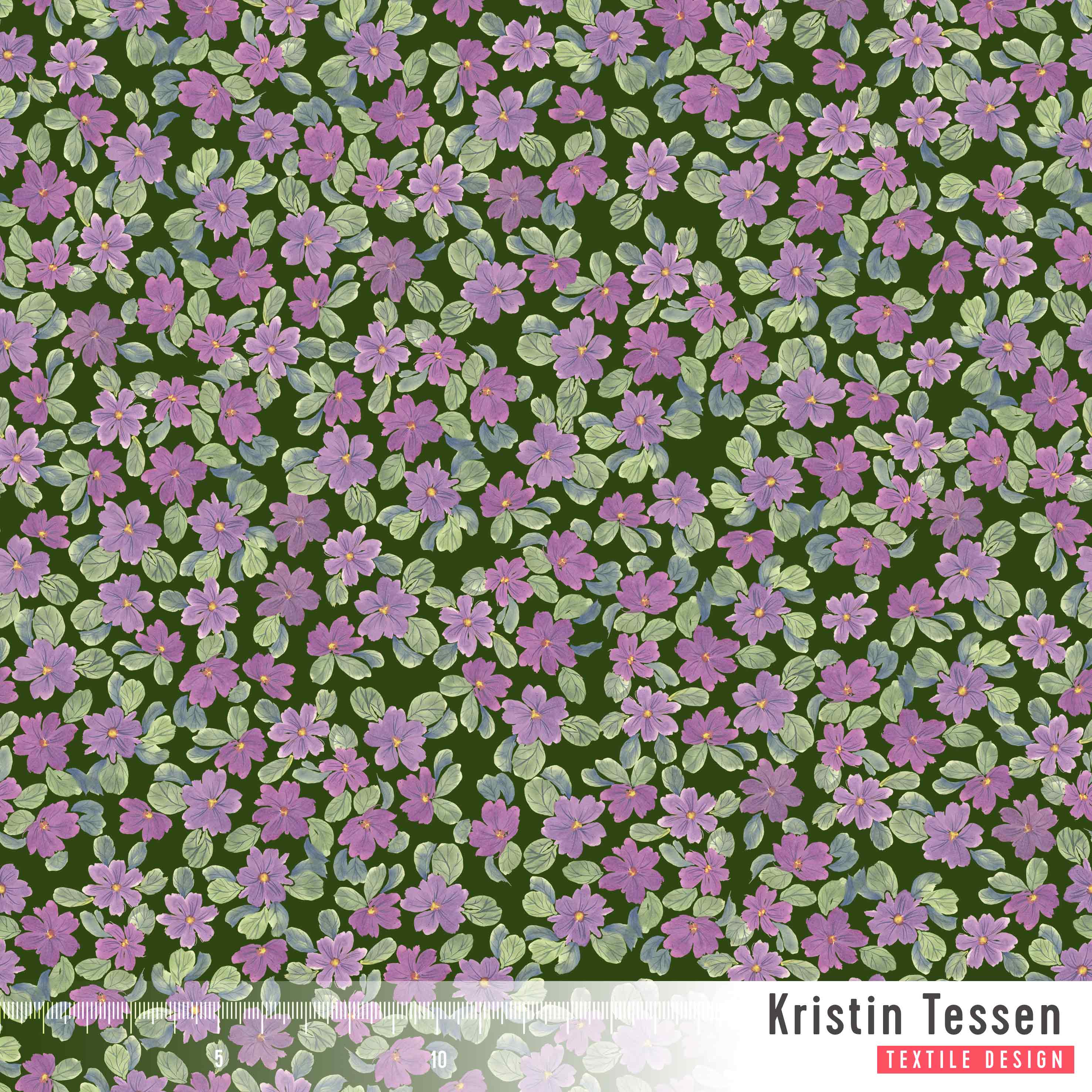 Bio Stoff - Herbstblüten Waldgrün von Kristin Tessen in grün