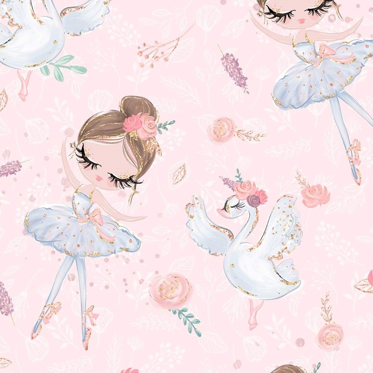 Bio Webware Stoff - Ballerina rosé - LilleSelection, Tiere, rosa, 100% Bio-Baumwolle Bio Webware Stoff - Ballerina rosé - LilleSelection, Tiere, rosa, 100% Bio-Baumwolle