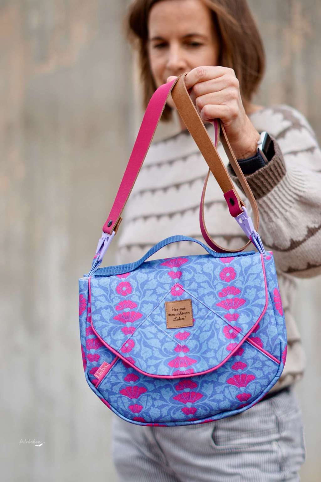 Bio Stoff - Carved Blossom von Sanktwerk in blau