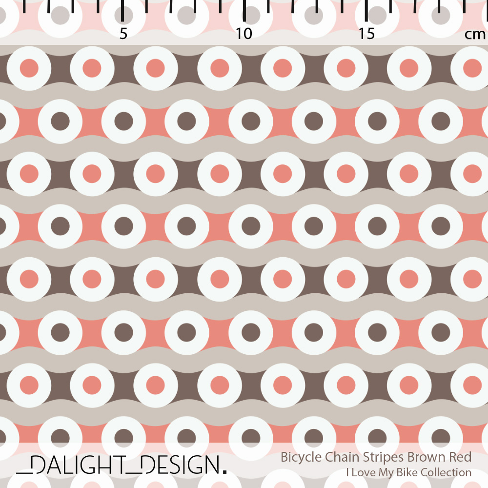 Bio Fabric - Bicycle Chain Stripes Brown Red by Dalight Design in brown