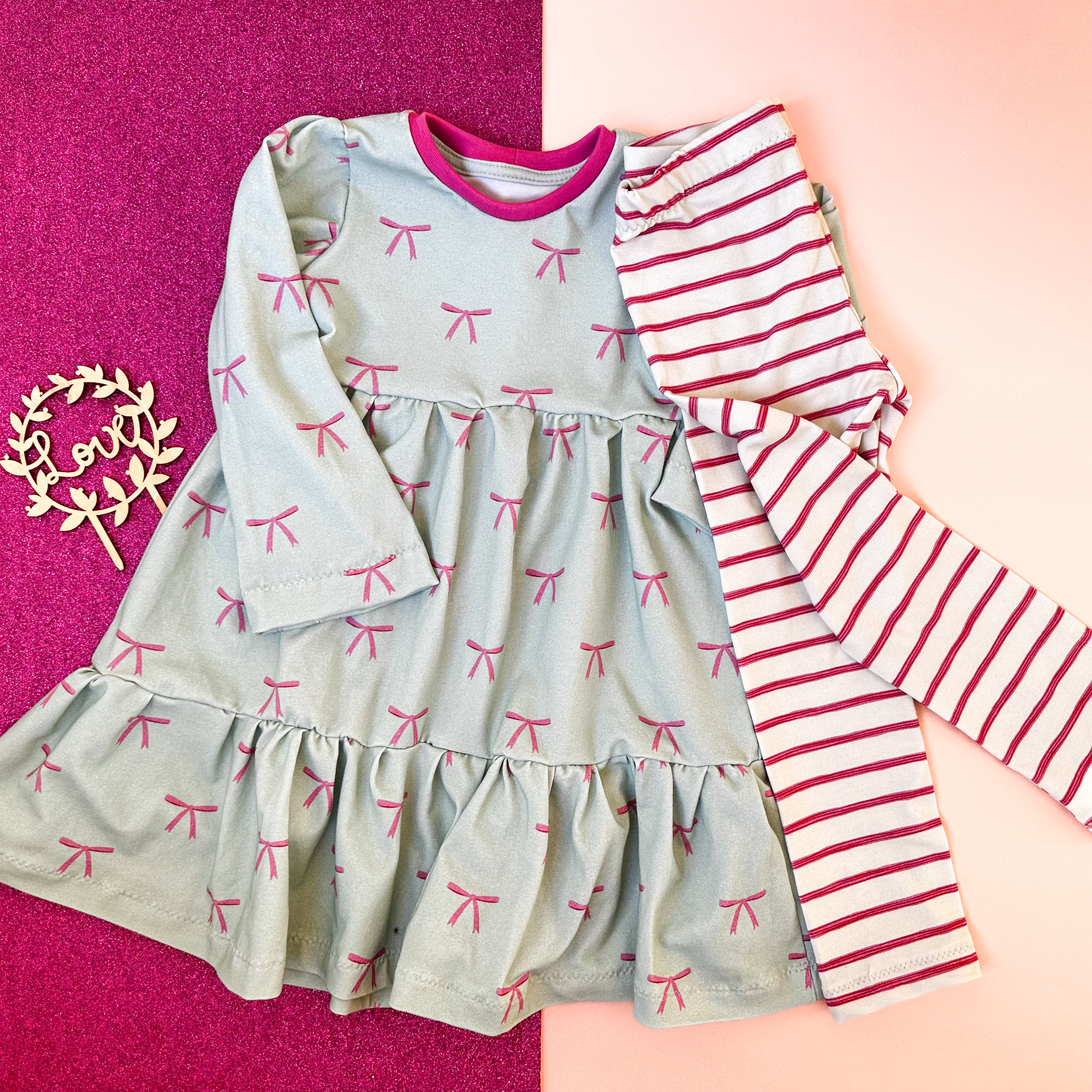 Bio Fabric - Small Bows cream, pink