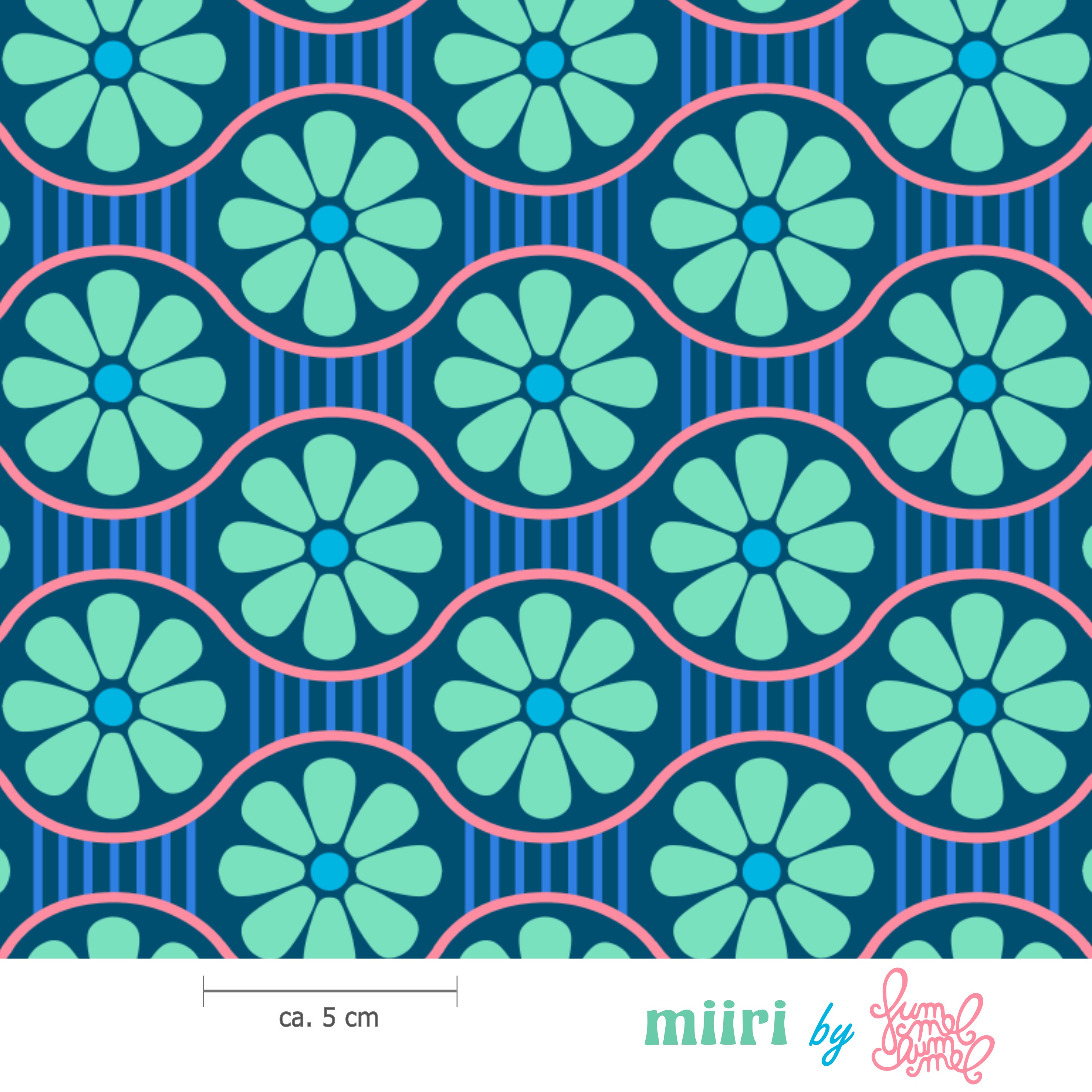 Bio Stoff  - Miiri Blau - Fummelhummel, blau, Floral & Blumen