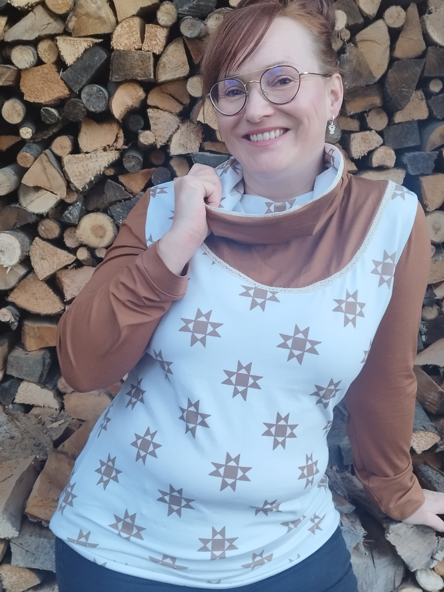 Bio Stoff - Winterstern beige, braun