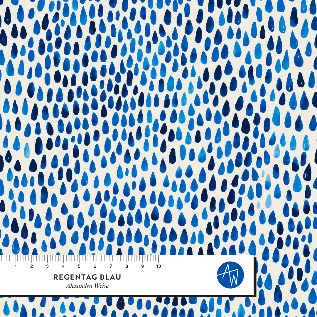 Bio Stoff - Regentag Blau von Alexandra Weise in blau Bio Stoff - Regentag Blau von Alexandra Weise in blau
