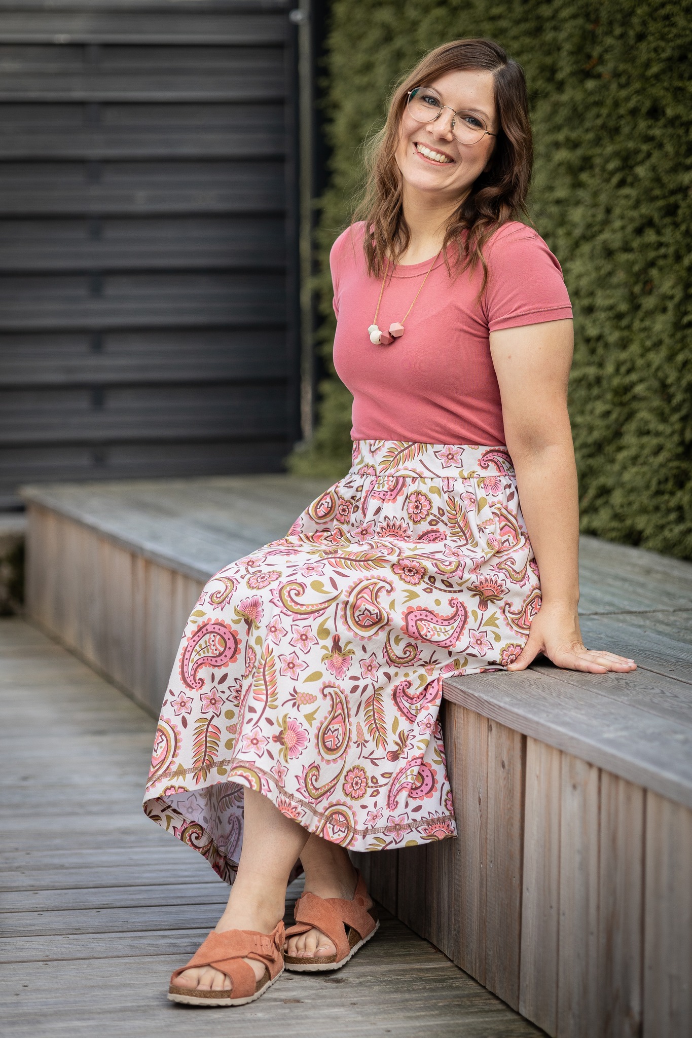 Bio Webware Stoff  -  Paisley  - PetraCoumans, Floral & Blumen, rosa, 100% Bio-Baumwolle