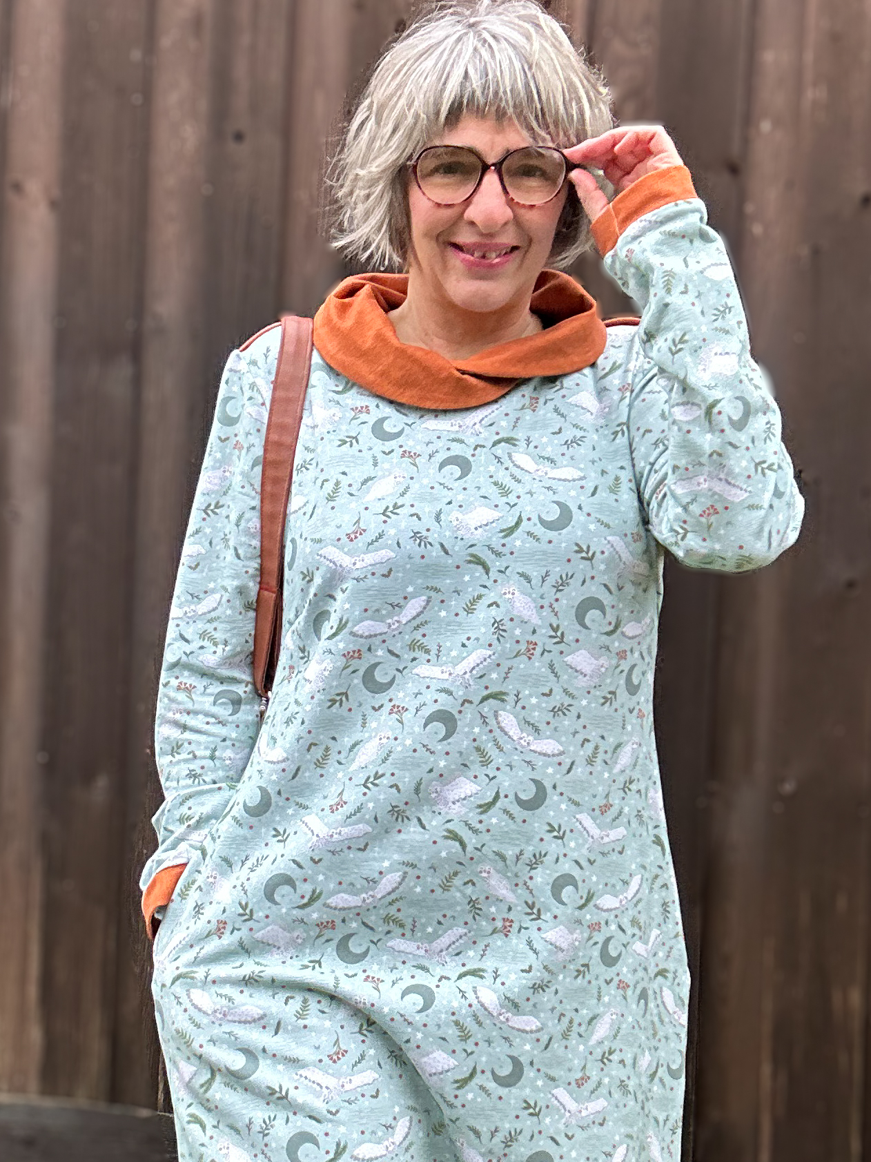 Bio Stoff - Schneeeule Im Winterwald mint