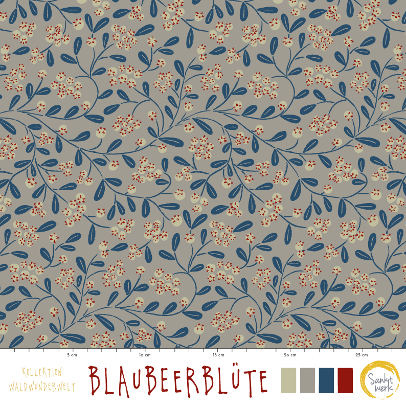 Bio Fabric - Blueberry Blossom by Sanktwerk in blue