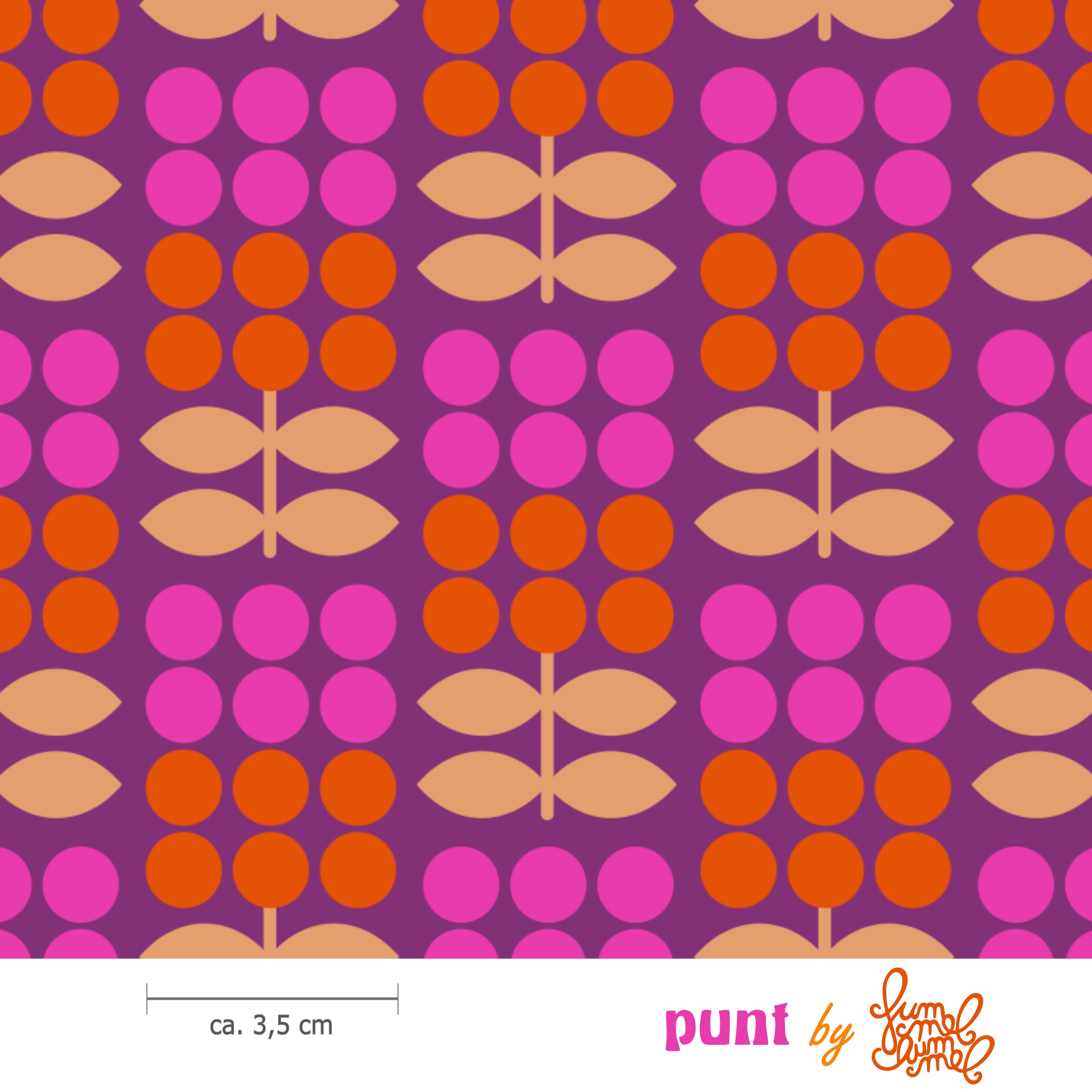 Bio Stoff  - Punt Magenta - Fummelhummel, bunt, Floral & Blumen