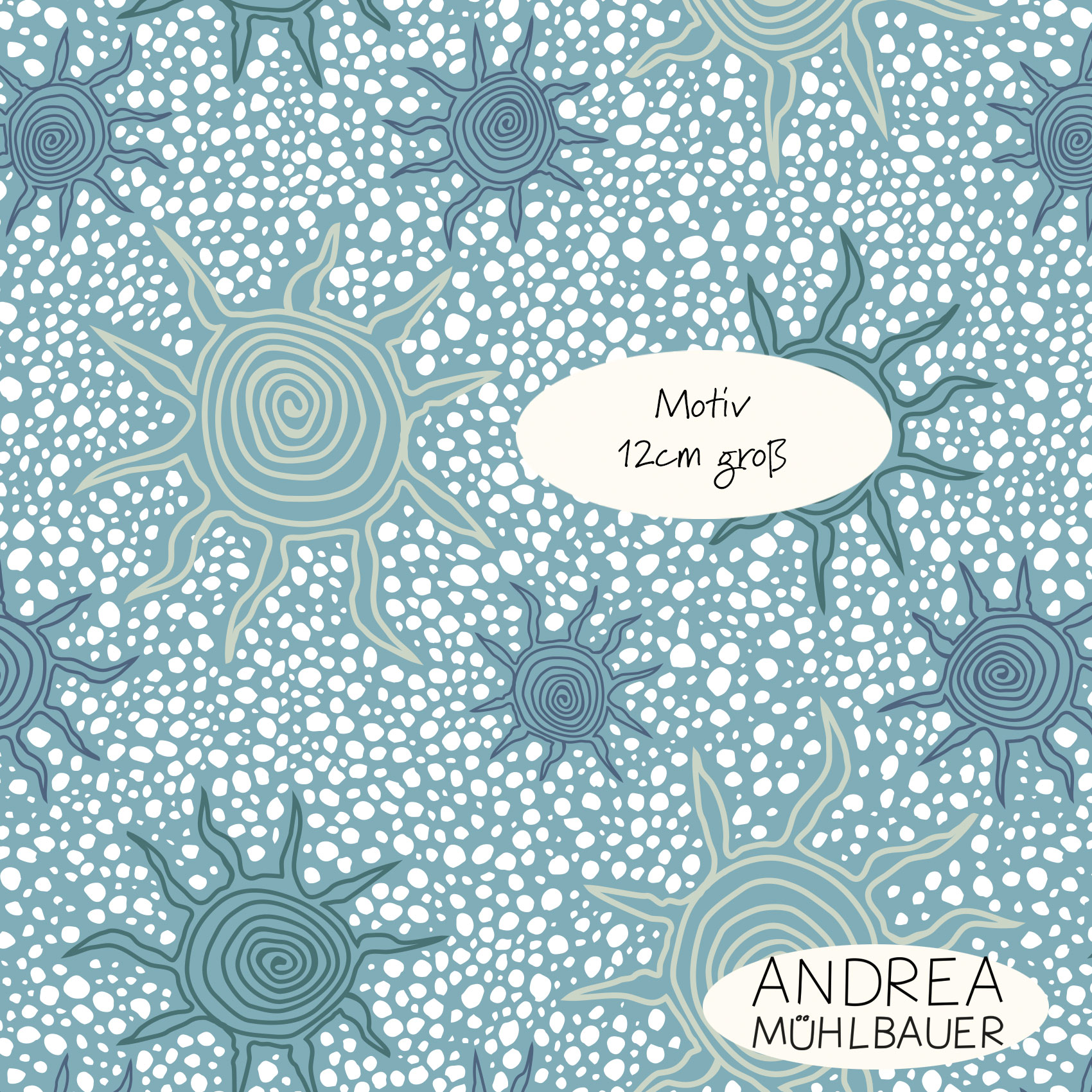 Bio Stoff - Seesterne Hellblau von Andrea Muehlbauer in blau