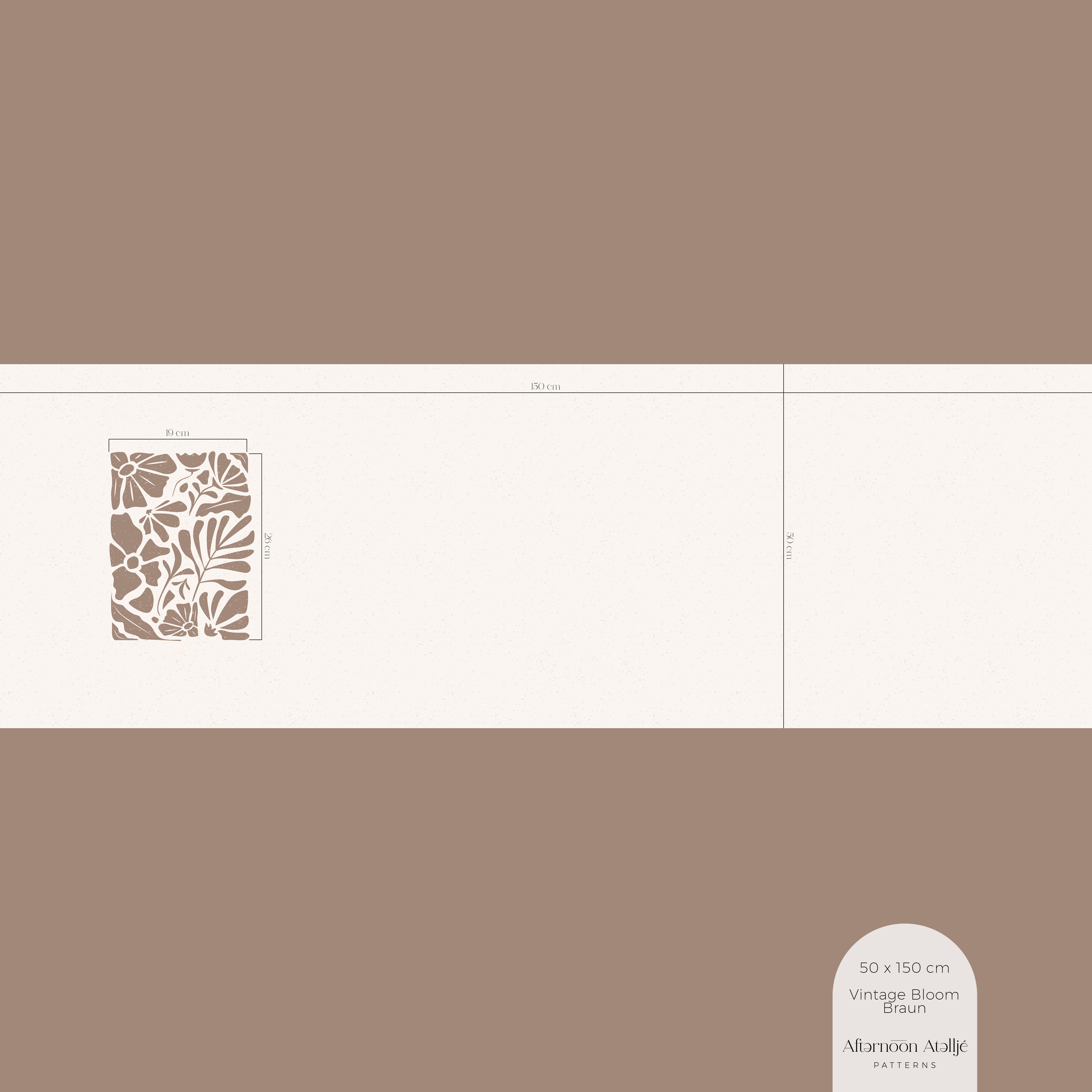 Organic Fabric - Vintage Bloom Brown Panel Small by Afternoon Atellje in brown