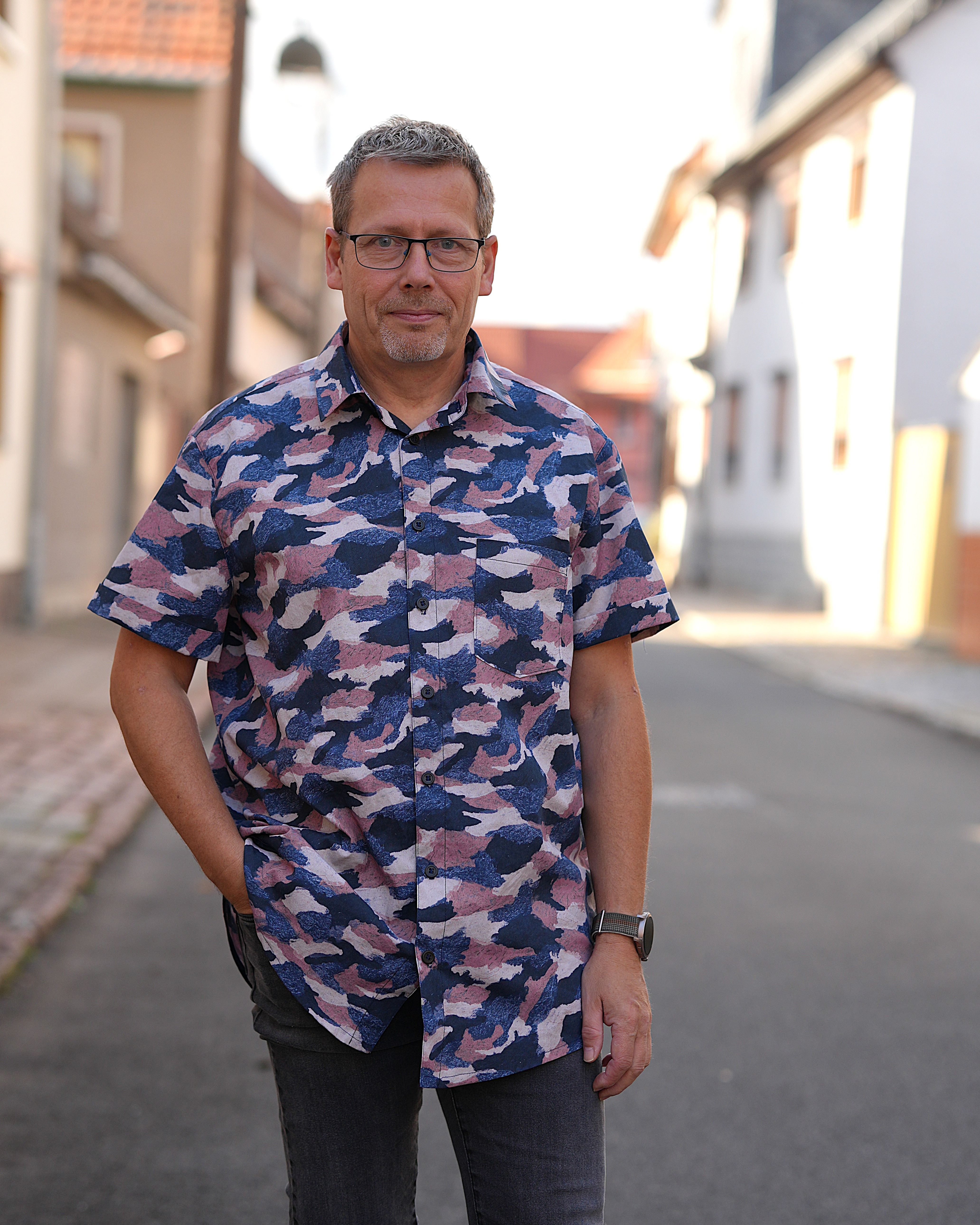 Bio Stoff  - Painted Camouflage blau