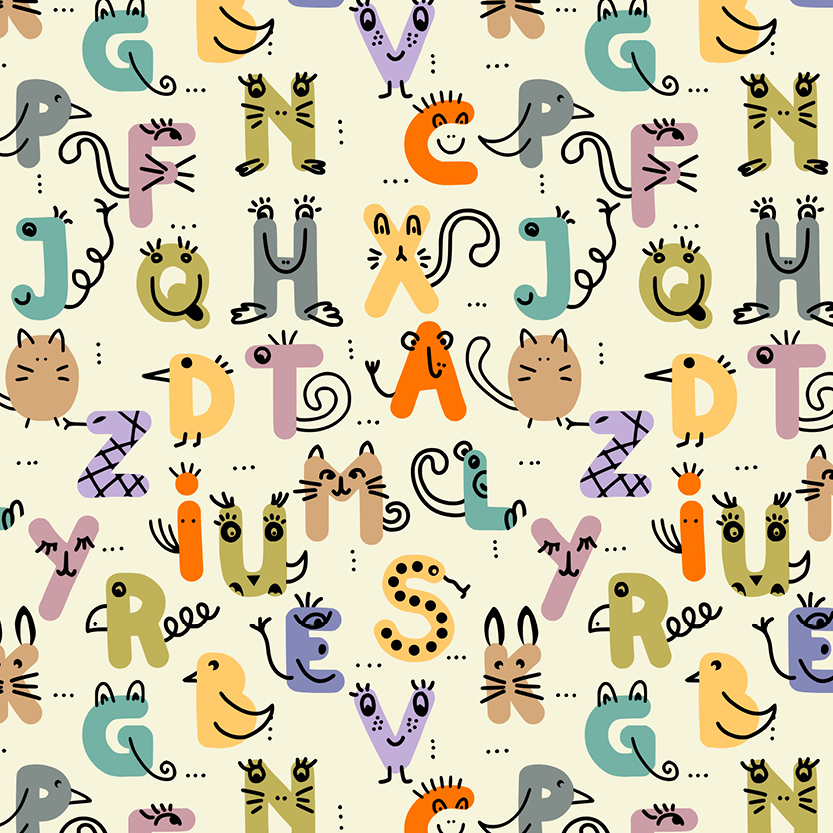 Organic fabric -  Kids Day Living Alphabet multicolor