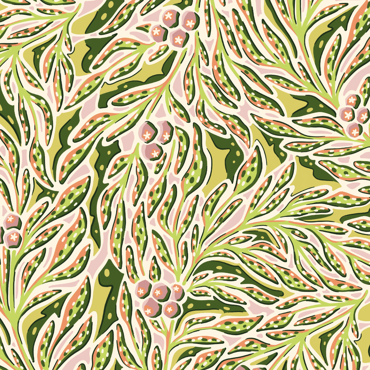 Bio Stoff  - Neo Tropica Blätter und Früchte