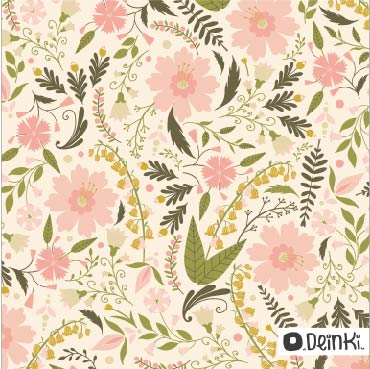 Folk Flower creme rosa