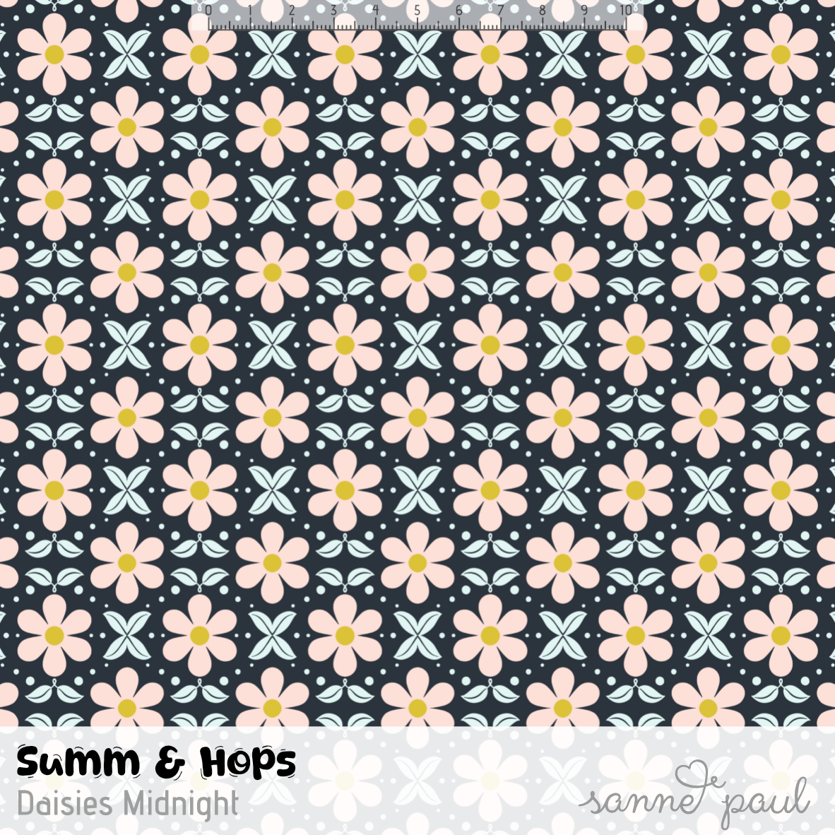 Bio Summersweat Stoff  - Summ and Hops Daisies Midnight - SannePaul, blau, Kinder, Tiere, Breite 150 cm