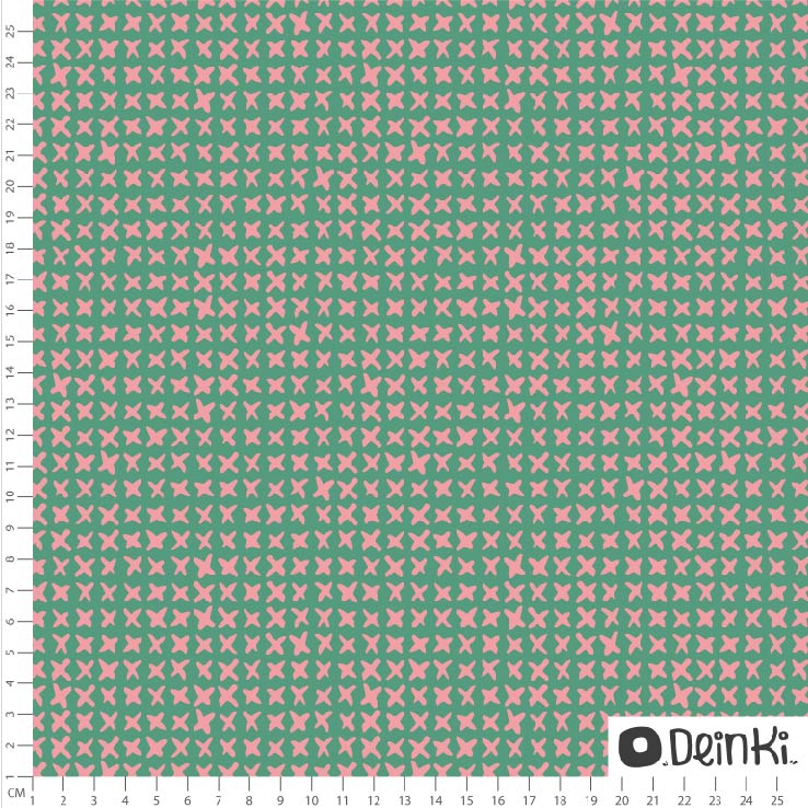 Bio Webware Stoff - Kreuzstich Grün Rosa - Deinki, Punkte, grün, 100% Bio-Baumwolle Bio Webware Stoff - Kreuzstich Grün Rosa - Deinki, Punkte, grün, 100% Bio-Baumwolle