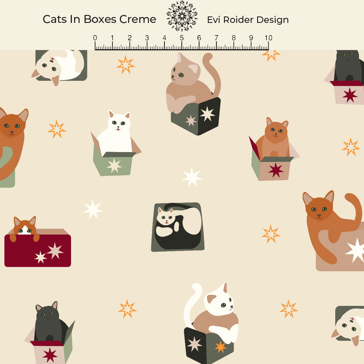 Bio Webware Stoff - Cats in Boxes creme - EviRoider, Weihnachten, Tiere, creme, 100% Bio-Baumwolle Bio Webware Stoff - Cats in Boxes creme - EviRoider, Weihnachten, Tiere, creme, 100% Bio-Baumwolle