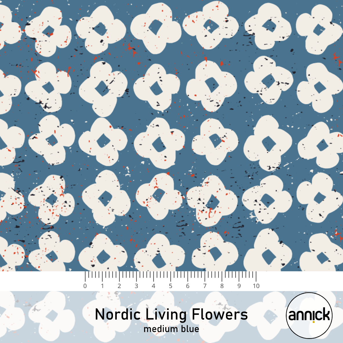 Bio Stoff  - Nordic Living Flowers Medium Blue - Annick, blau, Floral & Blumen