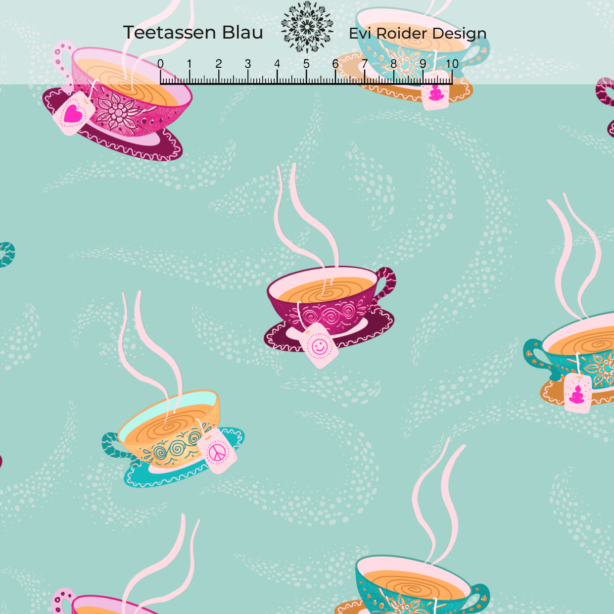 Organic Fabric  - Teetassen Blau