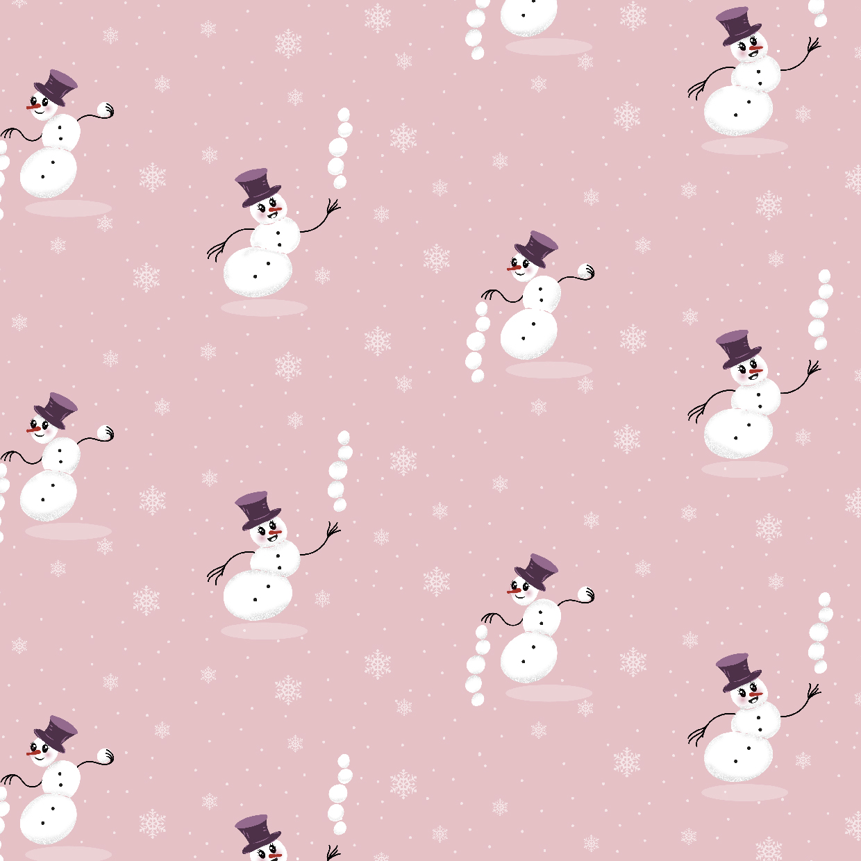 Bio Webware Stoff - Dancing Snowman Soft Pink - EviRoider, Winter, Kinder, rosa, 100% Bio-Baumwolle Bio Webware Stoff - Dancing Snowman Soft Pink - EviRoider, Winter, Kinder, rosa, 100% Bio-Baumwolle
